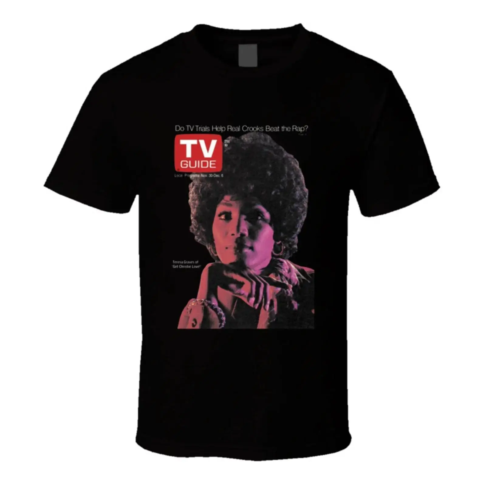 Mens Fashion Magazines - クリスティ・ラブTVマガジンTシャツ ヴィンテージ ウォッシュド ストリートウェア わずかにオム風のファッション ストレッチ素材のおしゃれなトップス