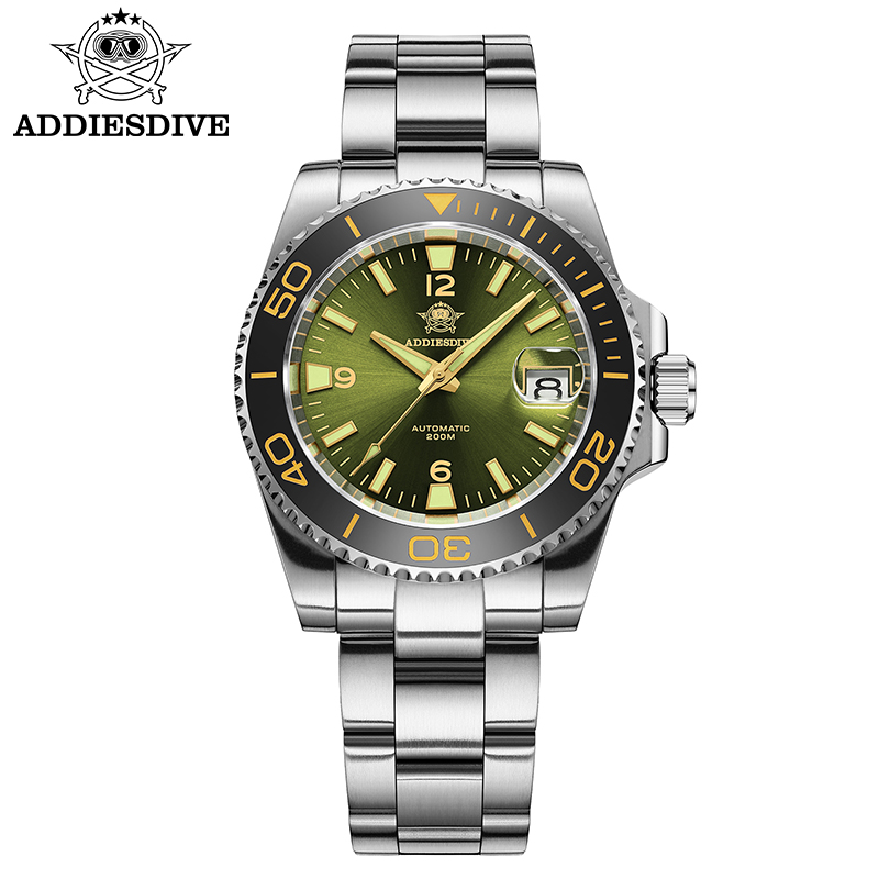 Fashion Mens Watches - ADDIESDIVE 新しいダイビングギフト腕時計メンズ 8215 自動サファイア AR コーティングされたガラスセラミックベゼル防水