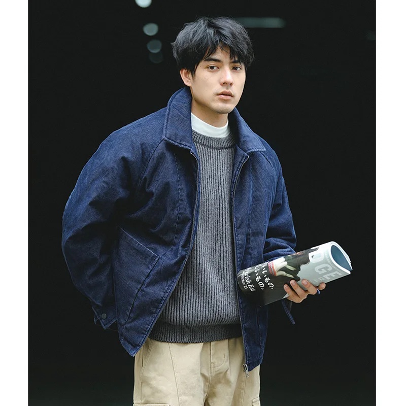 Corduroy Jacket Men - メンズ 日本風ストリートウェア レトロ コーデュロイ 厚手パッド入りコットンコート 暖かい