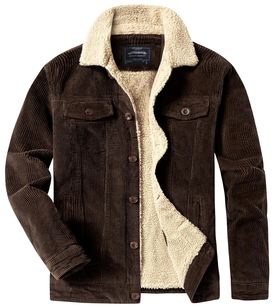 Corduroy Jacket Men - 冬コーデュロイジャケット男性ヴィンテージルーズフィット綿フリース裏地マルチポケット暖かいコート若者ストリートウェア