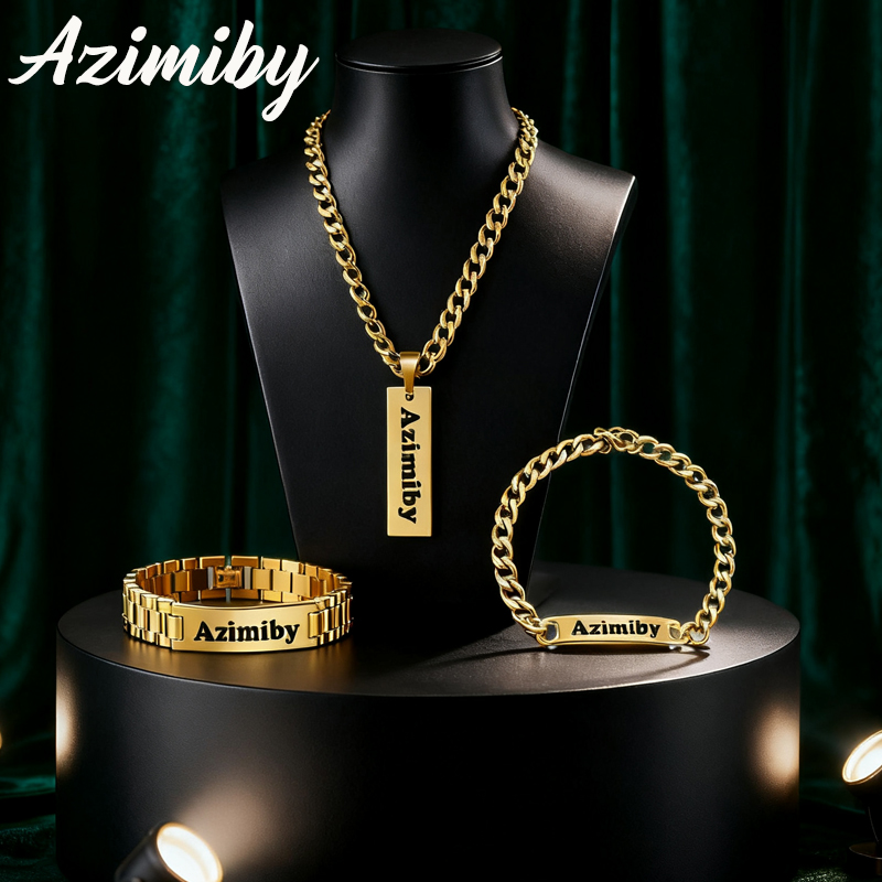 Men'S Fashion Jewelry Bracelets - Azimiby カスタマイズ可能な名前 クラシック パンク スタイル ブレスレット