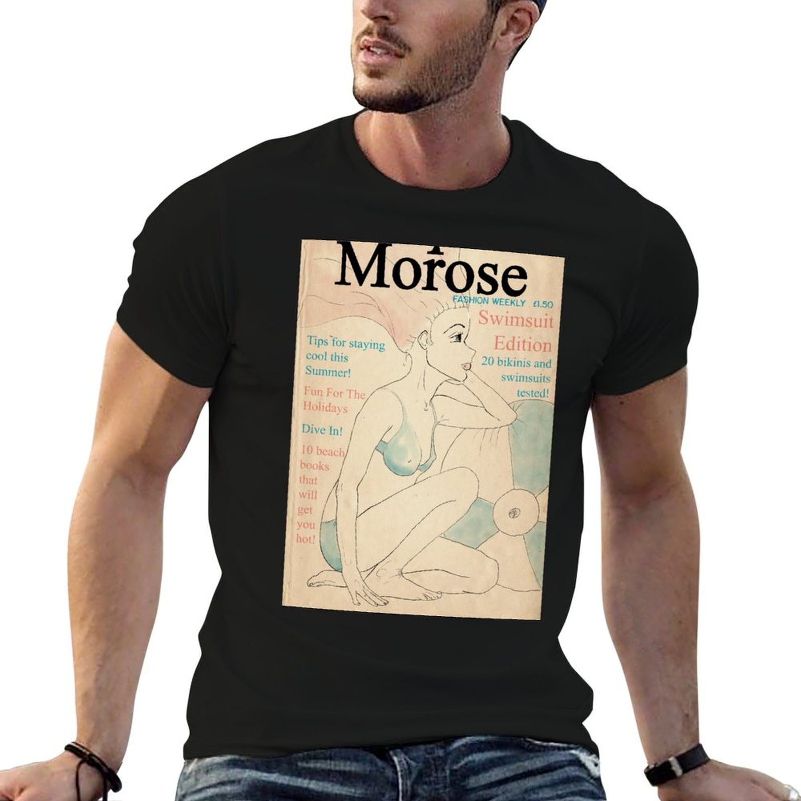 Mens Fashion Magazines - レトロ/ヴィンテージファッション雑誌表紙ビキニと水着エディションTシャツ労働作業用カジュアルTシャツ
