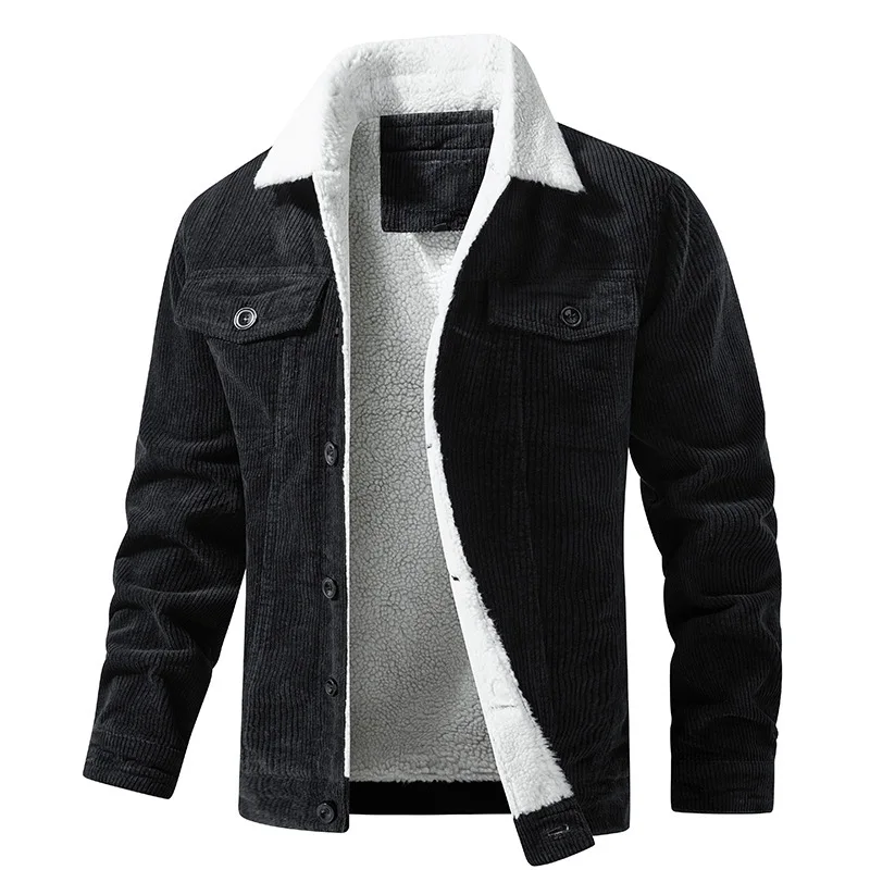 Corduroy Jacket Men - 新作冬物メンズコーデュロイジャケット 裏起毛暖かいパーカー 男性用アウターカジュアルカーゴコート 高品質メンズルーズツーリングジャケット EUサイズXXL