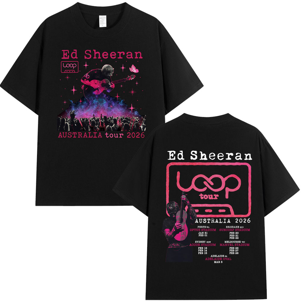 Mens Fashion Australia - エド・シーランループツアー・オーストラリア2026ツアーTシャツ男性女性服ファッションヒップホップカジュアルコットンオーバーサイズTシャツストリートウェア