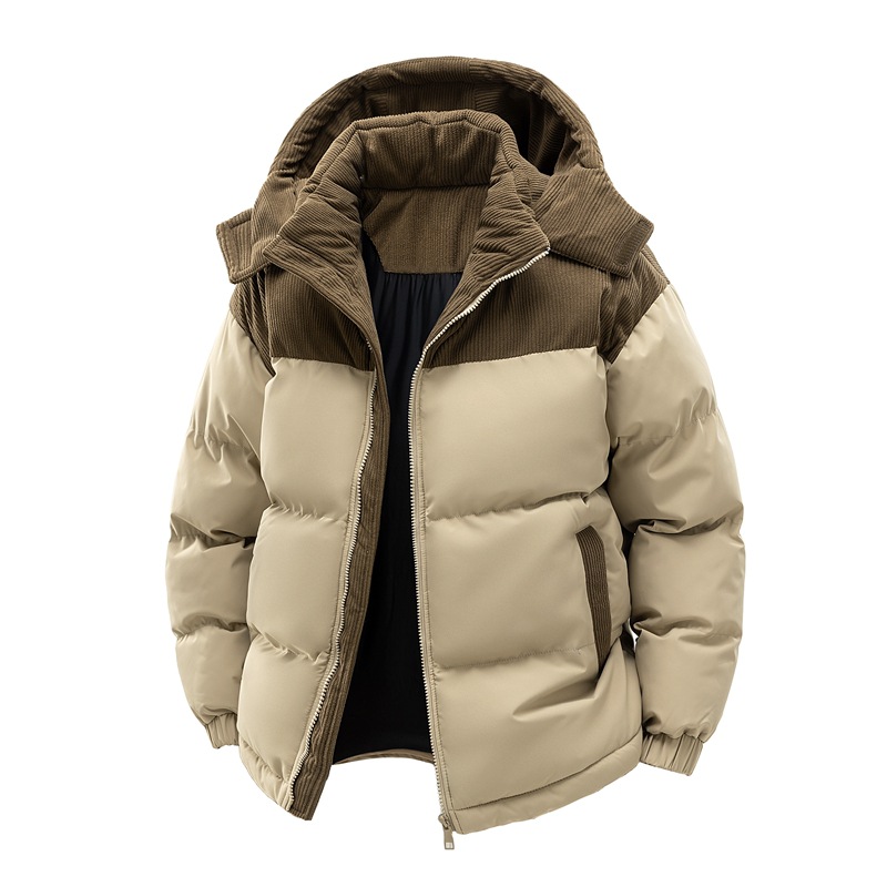 Corduroy Jacket Men - メンズ冬用厚手綿入りジャケット、フリース付き、暖かく防寒性のある2025年トレンド綿入りコート