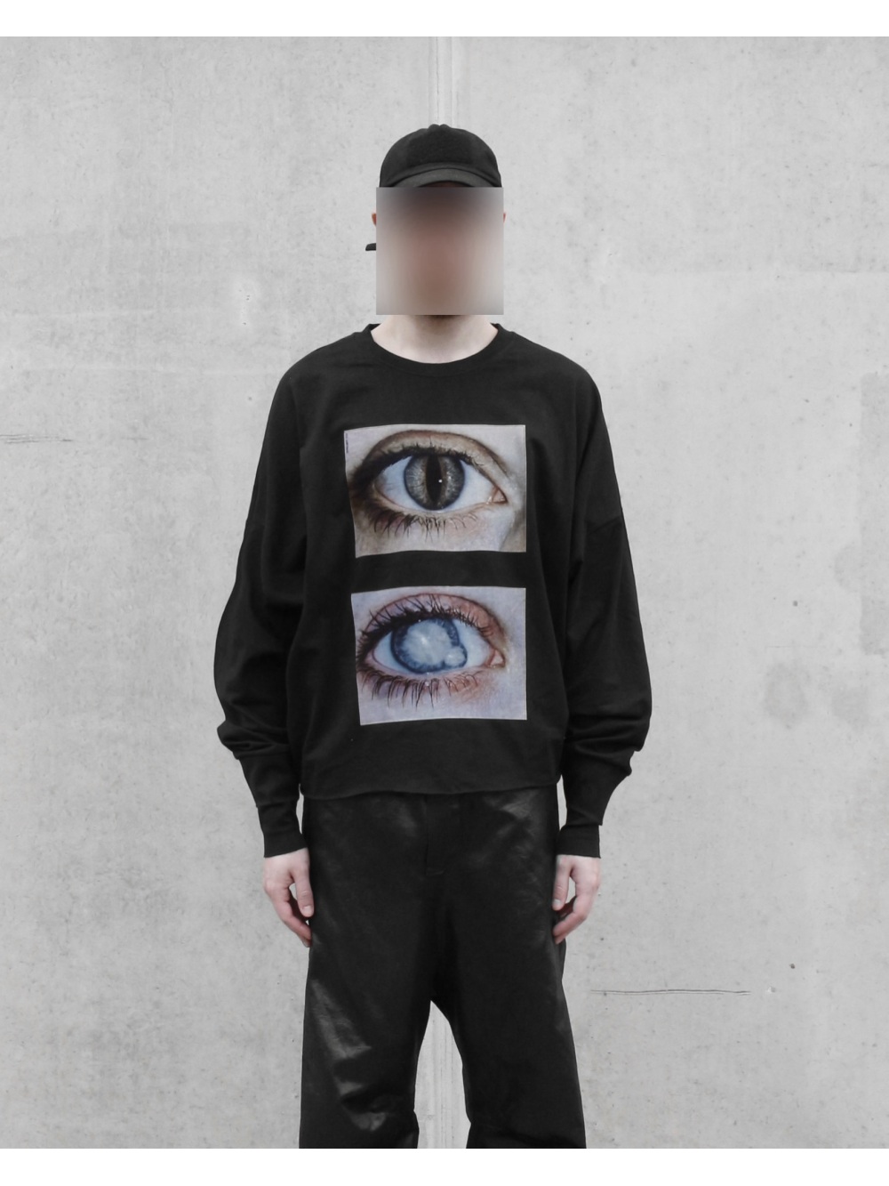 Mens Fashion Casual 2026 - 2026年新作 ダークゴシック リアリスティック ダブルアイプリント 長袖トップス パンクストリートトレンドファッション