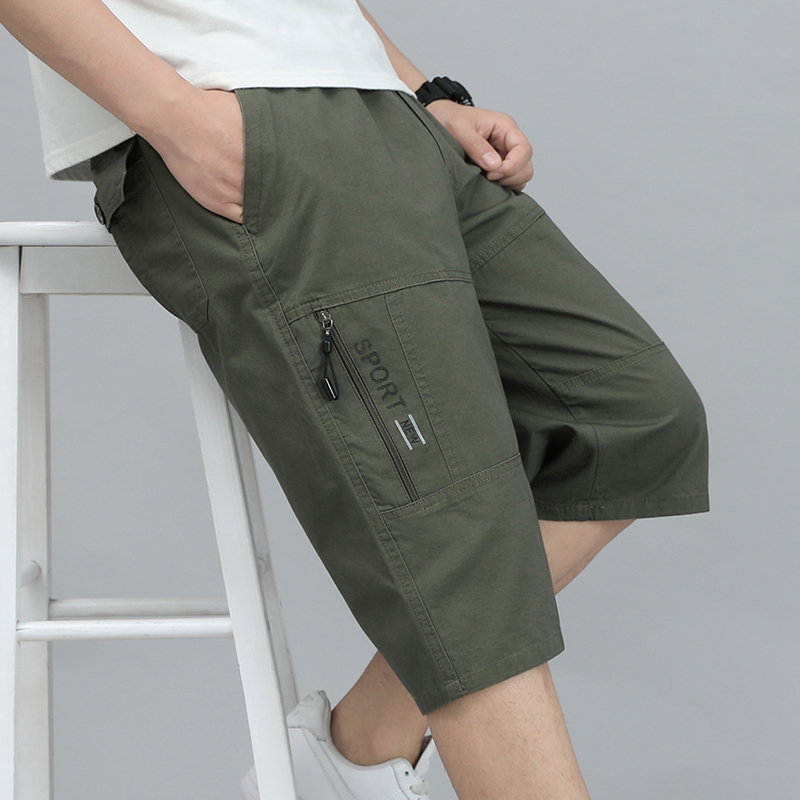 Cargo Jogger Pants - メンズカーゴショーツ膝パンツジッパーポケット夏の綿ショーツクライミングジョガー弾性ウエストスポーツウェア