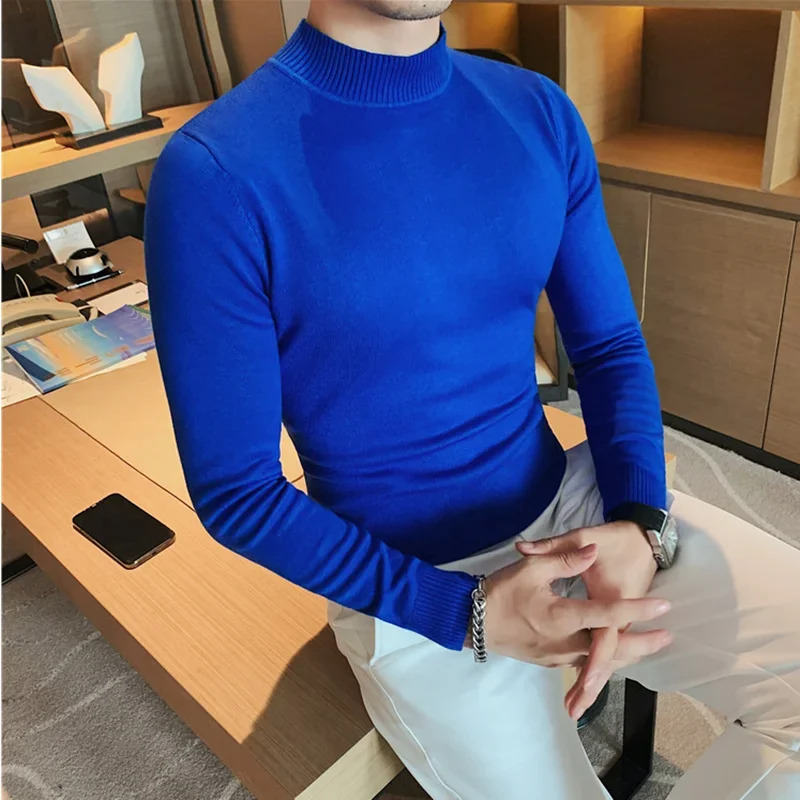 Men'S Fashion Youtube - 2025 秋冬ファッションタートルネック長袖ニットセーター男性服スリムフィットカジュアルプルオーバープルオム S-NM33