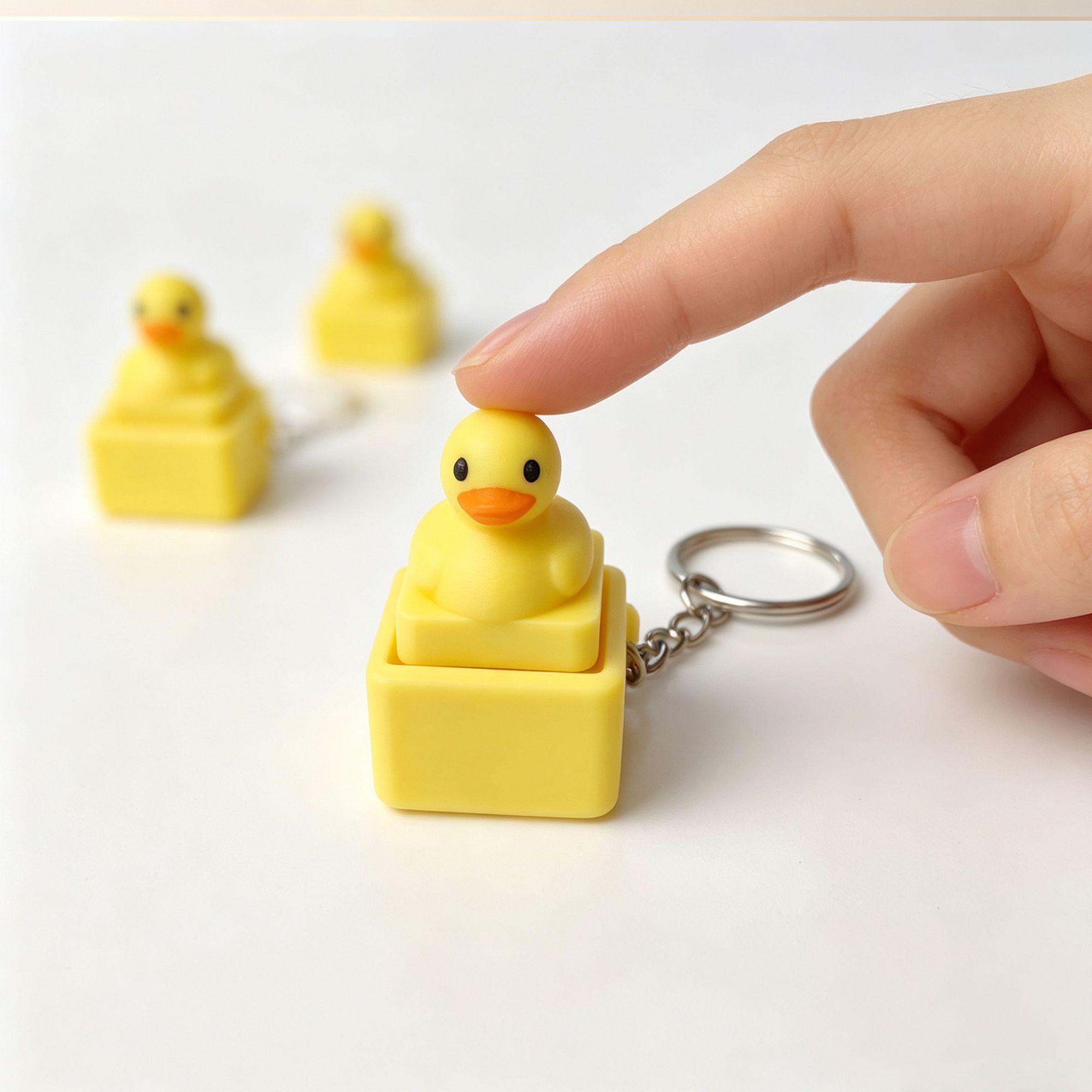Men Fashion Key - かわいい黄色いアヒルのプレスキーホルダー面白いフィジェットおもちゃストレス解消デスクトップ装飾品クリエイティブポータブルペンダントギフト男性女性向け
