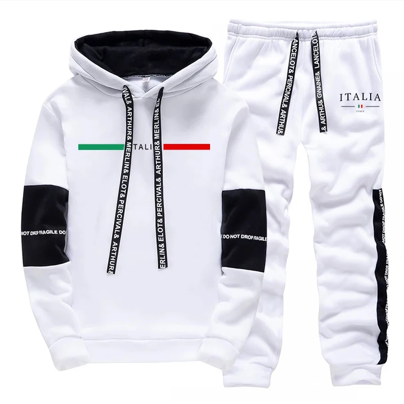 Mens Fashion Casual 2026 - ファッションメンズトラックスーツプリントカジュアルスウェットシャツスポーツウェアアウトドアスポーツジョギングメンズ服シングルピースパーカーパンツ2026