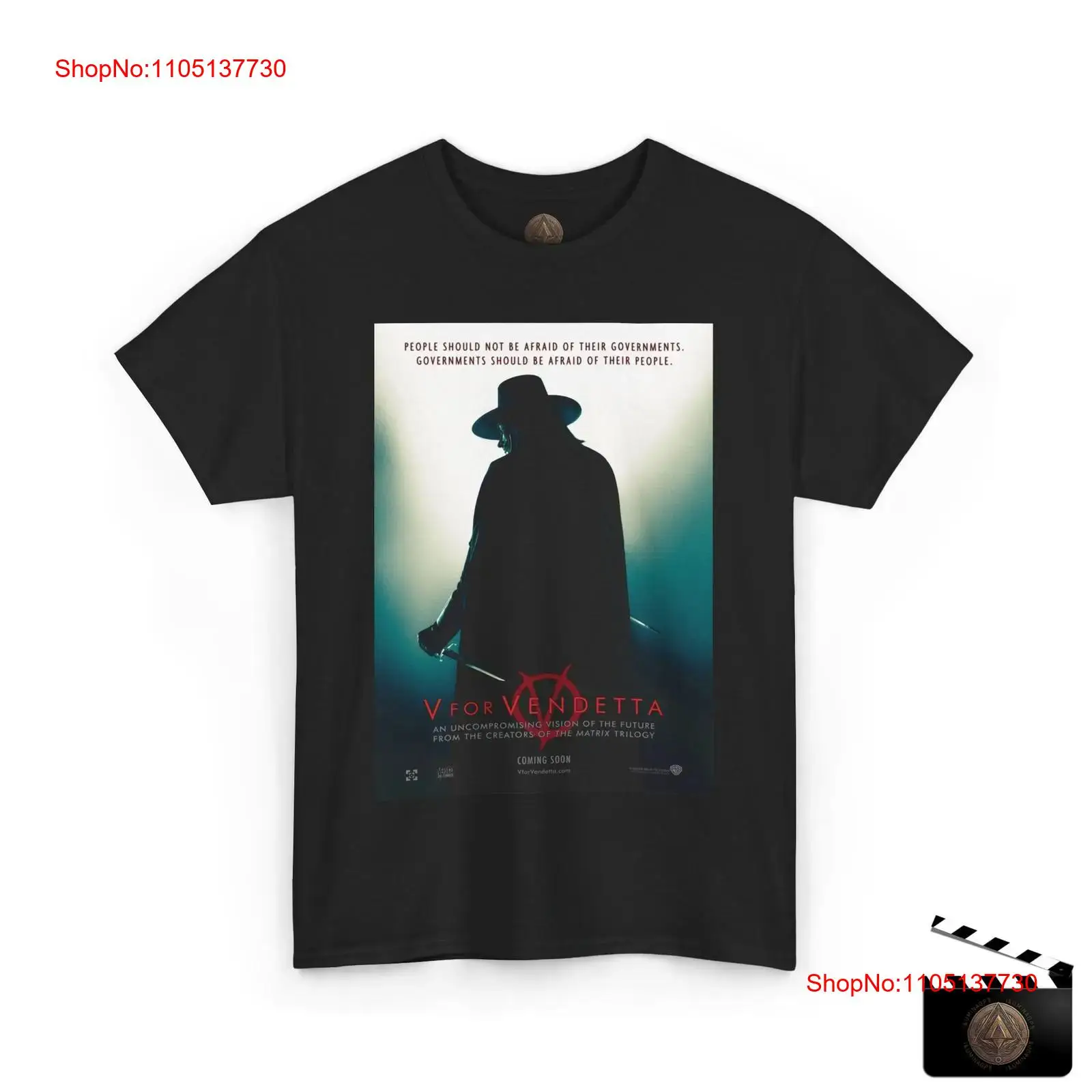 Poster Men Fashion - V フォー ヴェンデッタ レトロ映画ポスター T シャツ