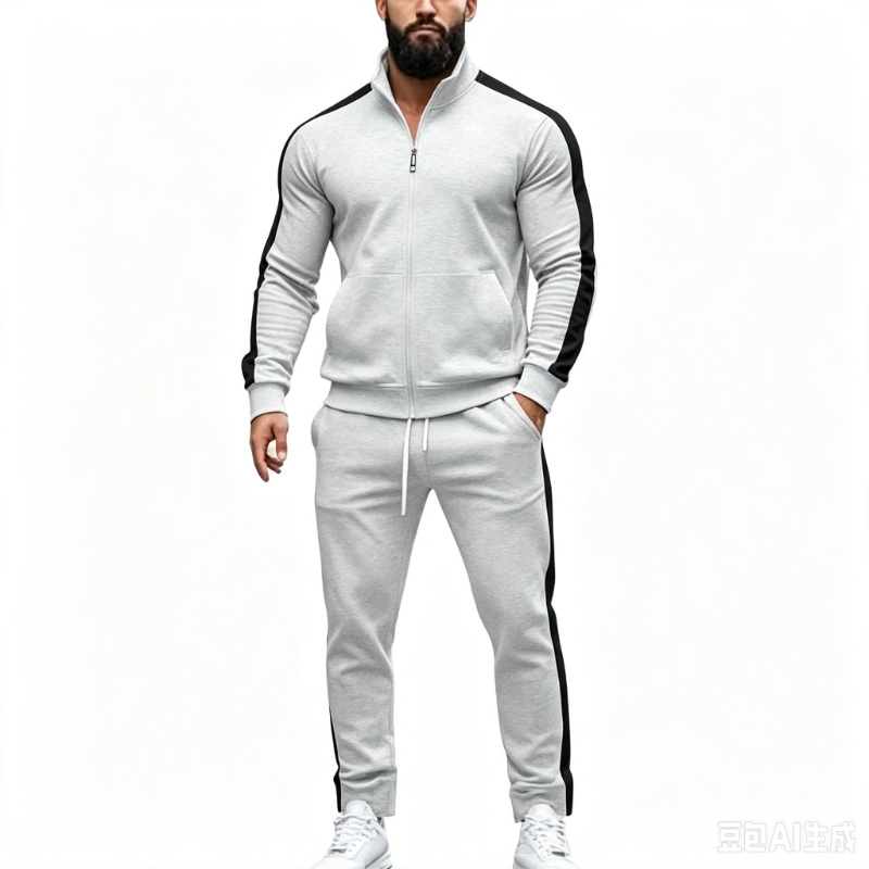 Men'S Fashion Zipper Jacket - メンズファッション トラックスーツ カジュアルジョガー パッチワーク スポーツウェア ジャケット＆ジョガーパンツ