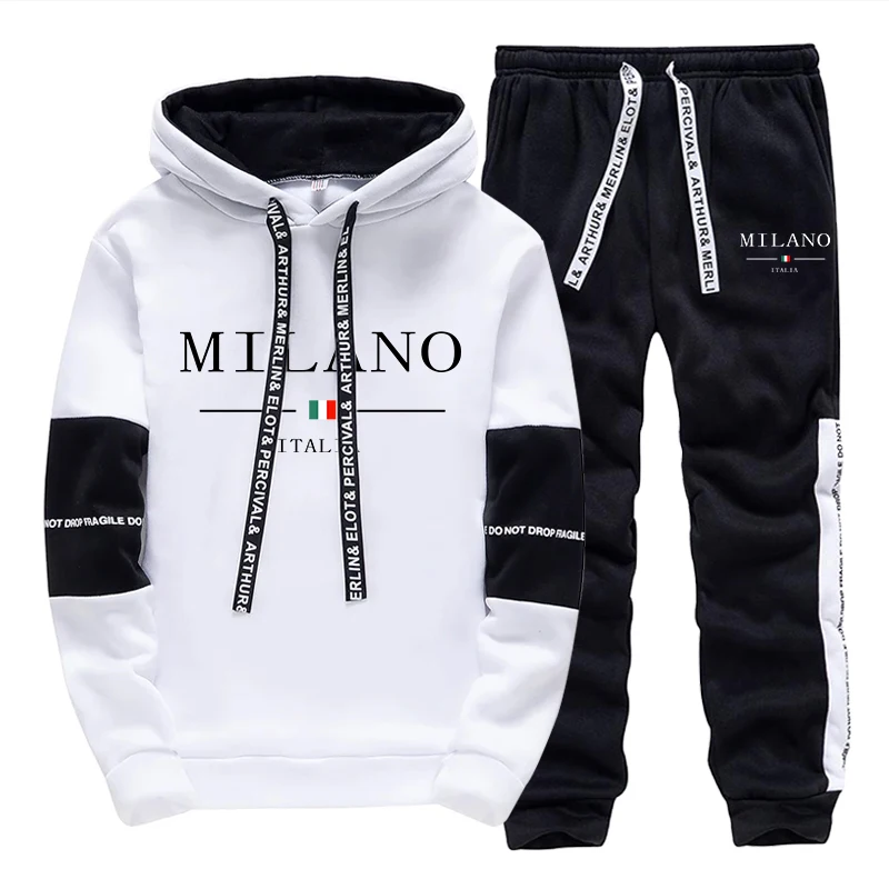 Mens Fashion Casual 2026 - メンズセット/パーカー/パンツ イタリア風トレンドパーカースポーツウェア outfits 2026年秋 デイリーカジュアルファッション フード付きスウェットシャツとジョガーパンツ