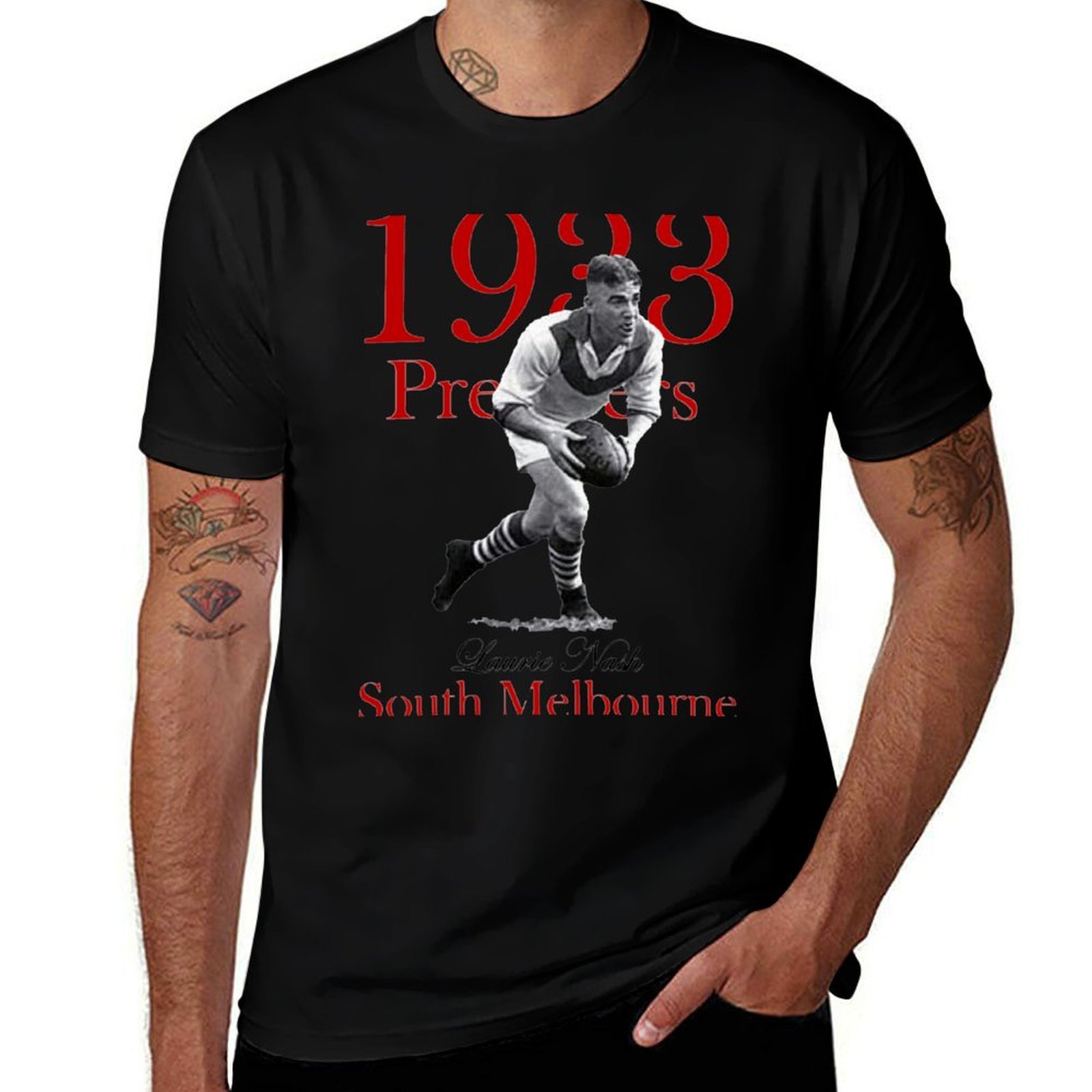 Mens Fashion Melbourne - サウスメルボルン - 1933 VFL プレミアーズ Tシャツ