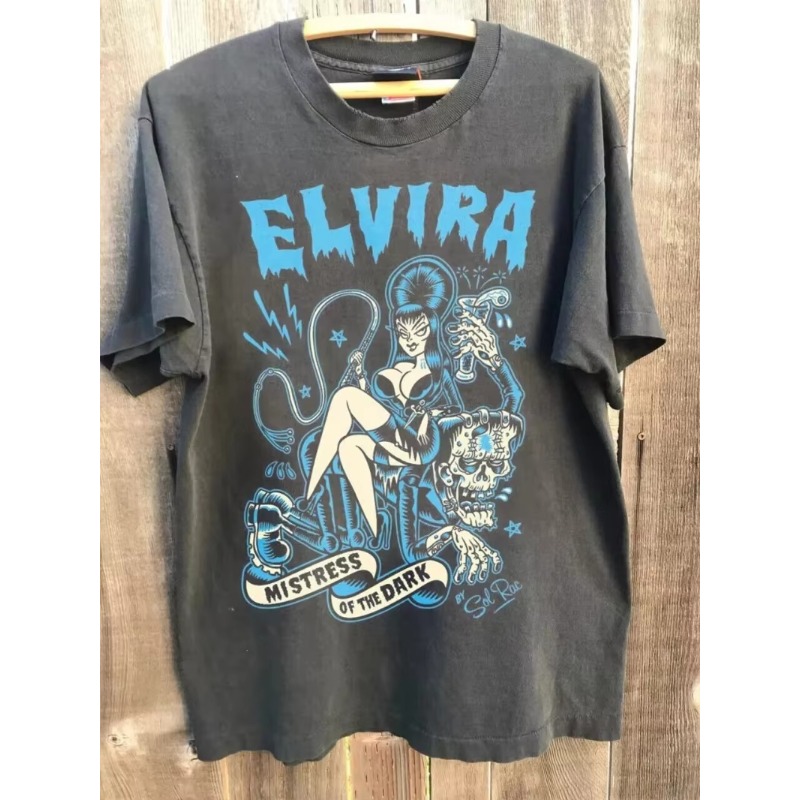Poster Men Fashion - 映画「ダーククイーン・アビラ」ポスタープリントTシャツ、男性と女性向け、ファッショナブルな夏用ルーズフィット新作Tシャツ