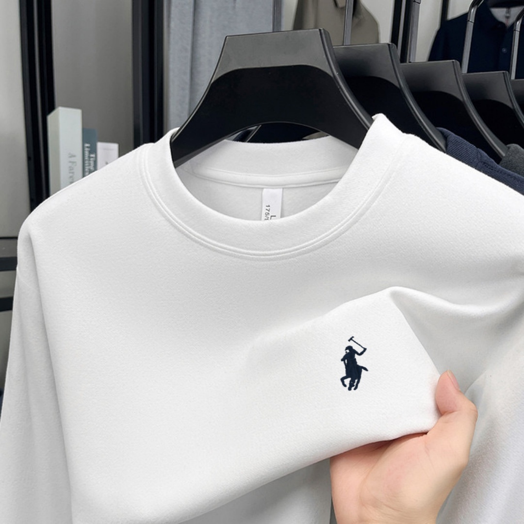 Fashion Mens Shirt - 柔らかなコットン素材の高級ブランドメンズ長袖ラウンドネックTシャツ、秋のファッション、刺繍入りルーズフィット韓国風スウェットシャツ、カジュアルトップス