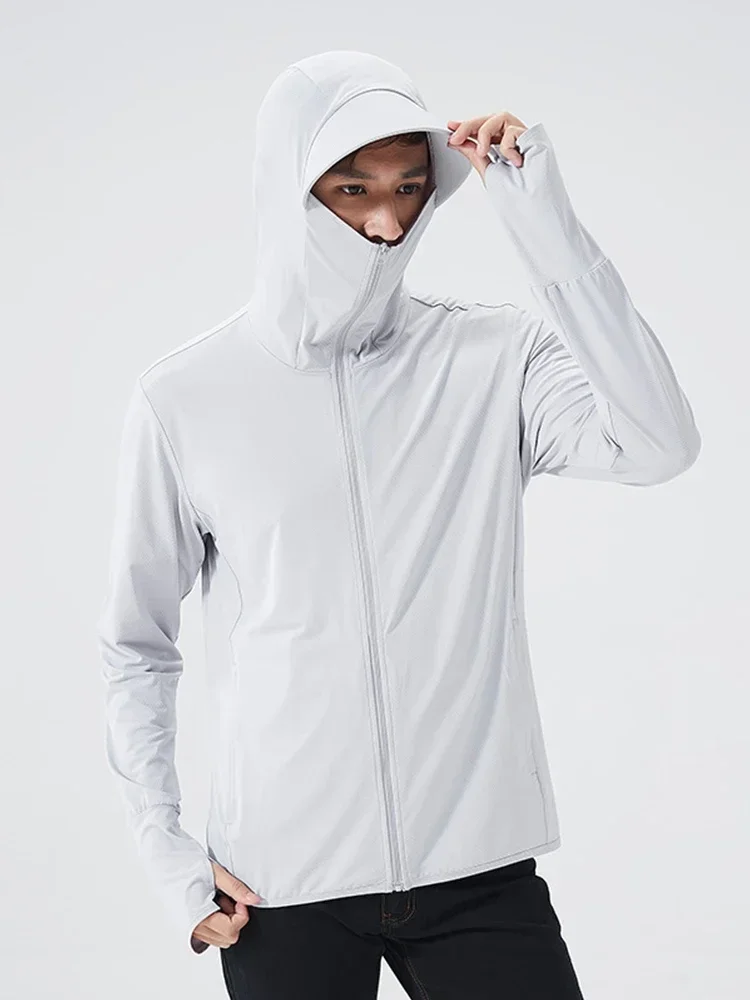 Corduroy Jacket Men - 夏フード付きジャケット UPF 50 + UV 太陽保護服釣り狩猟服スキンウインドブレーカー登山アウトドアジャケット