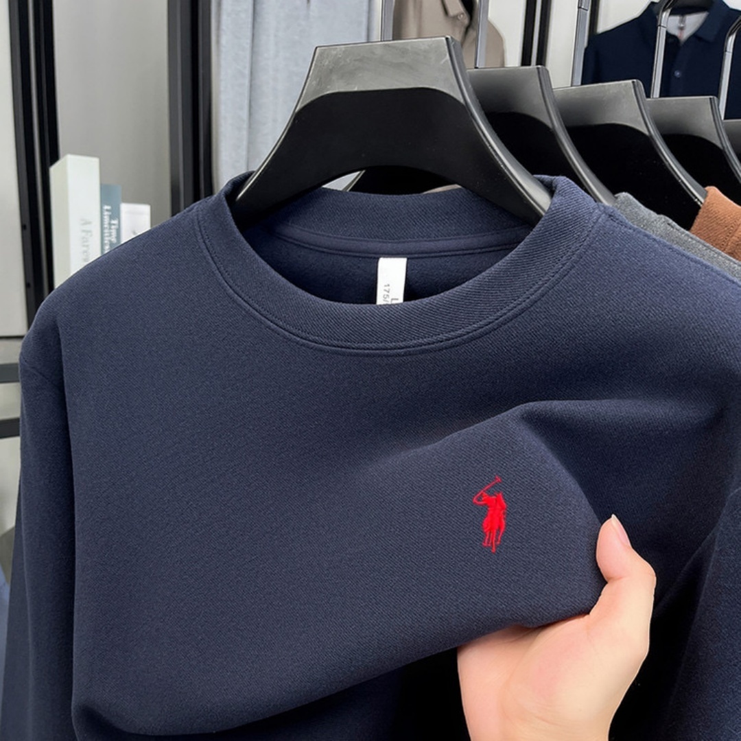 Fashion Mens Shirt - 柔らかなコットン素材の高級ブランドメンズ長袖ラウンドネックTシャツ、秋のファッション、刺繍入りルーズフィット韓国風スウェットシャツ、カジュアルトップス