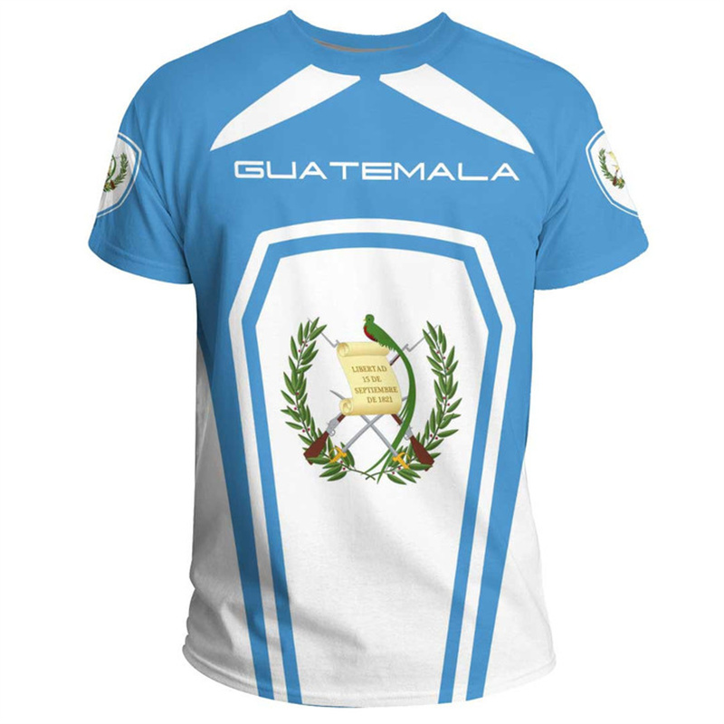 Men'S Fashion Guatemala - 男性用3DプリントTシャツ,エスニックフラッグ,エンブレムマップ,グラフィックファッション,ストリートウェア,共和国の漫画