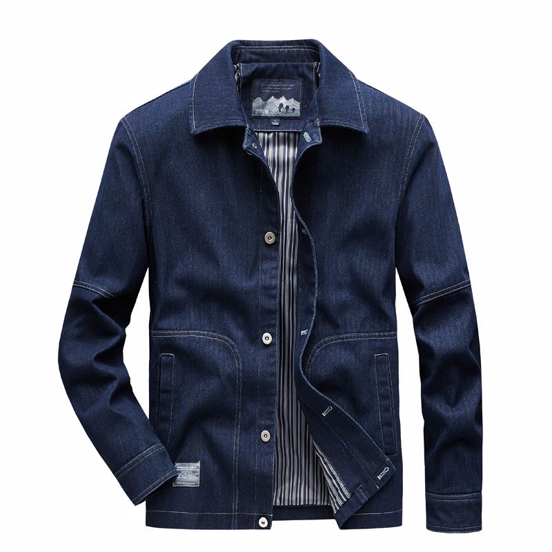 Mens Fashion Denim Jacket - 秋と春のファッショントレンドアメリカンヴィンテージソリッドカラーデニムジャケットメンズカジュアルルーズ快適なスポーツプラスサイズコート