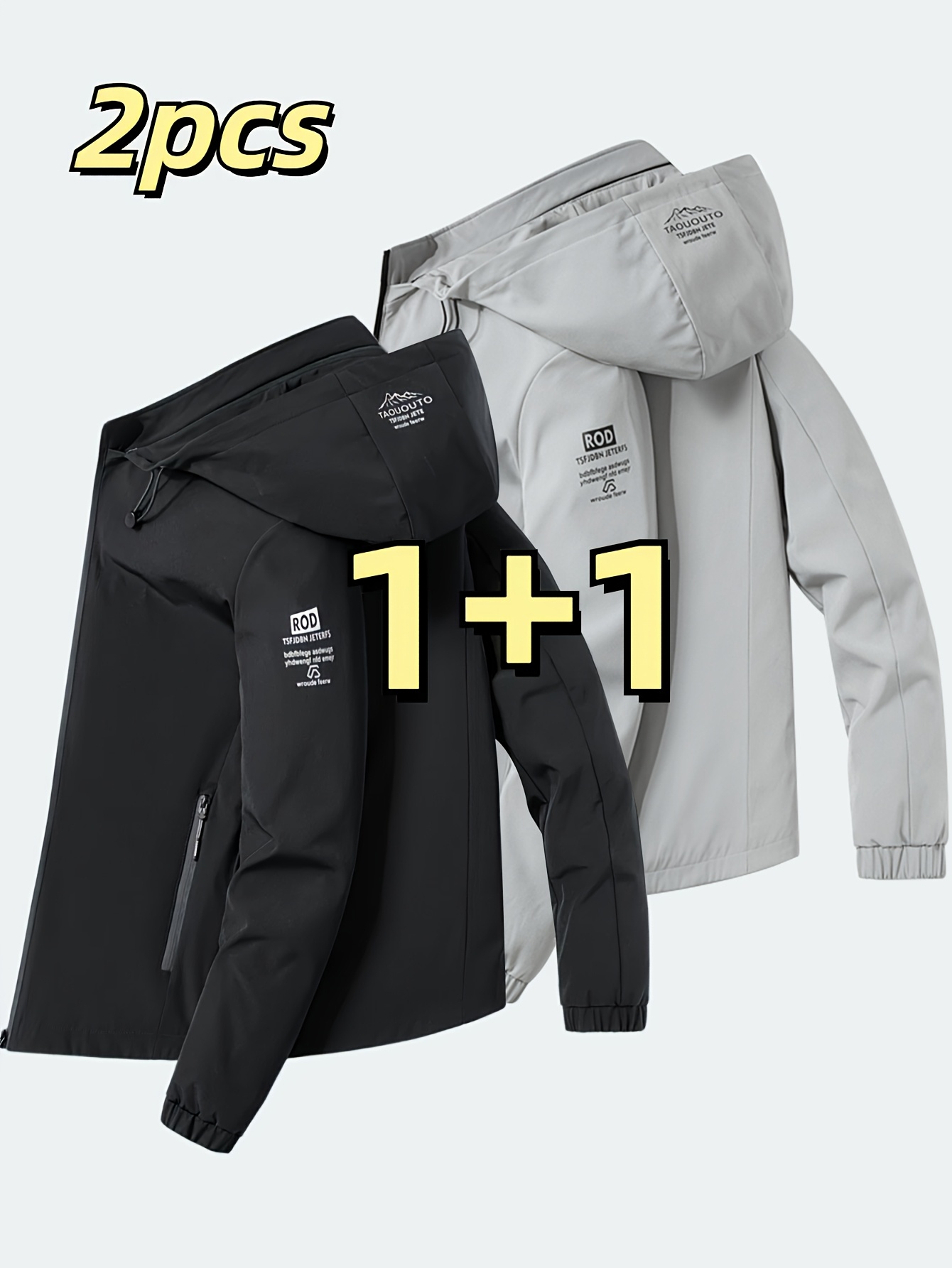 ツーピースのファッショナブルなメンズ防風フード付きジャケット - Men'S Fashion Zipper Jacket のレビューと価格