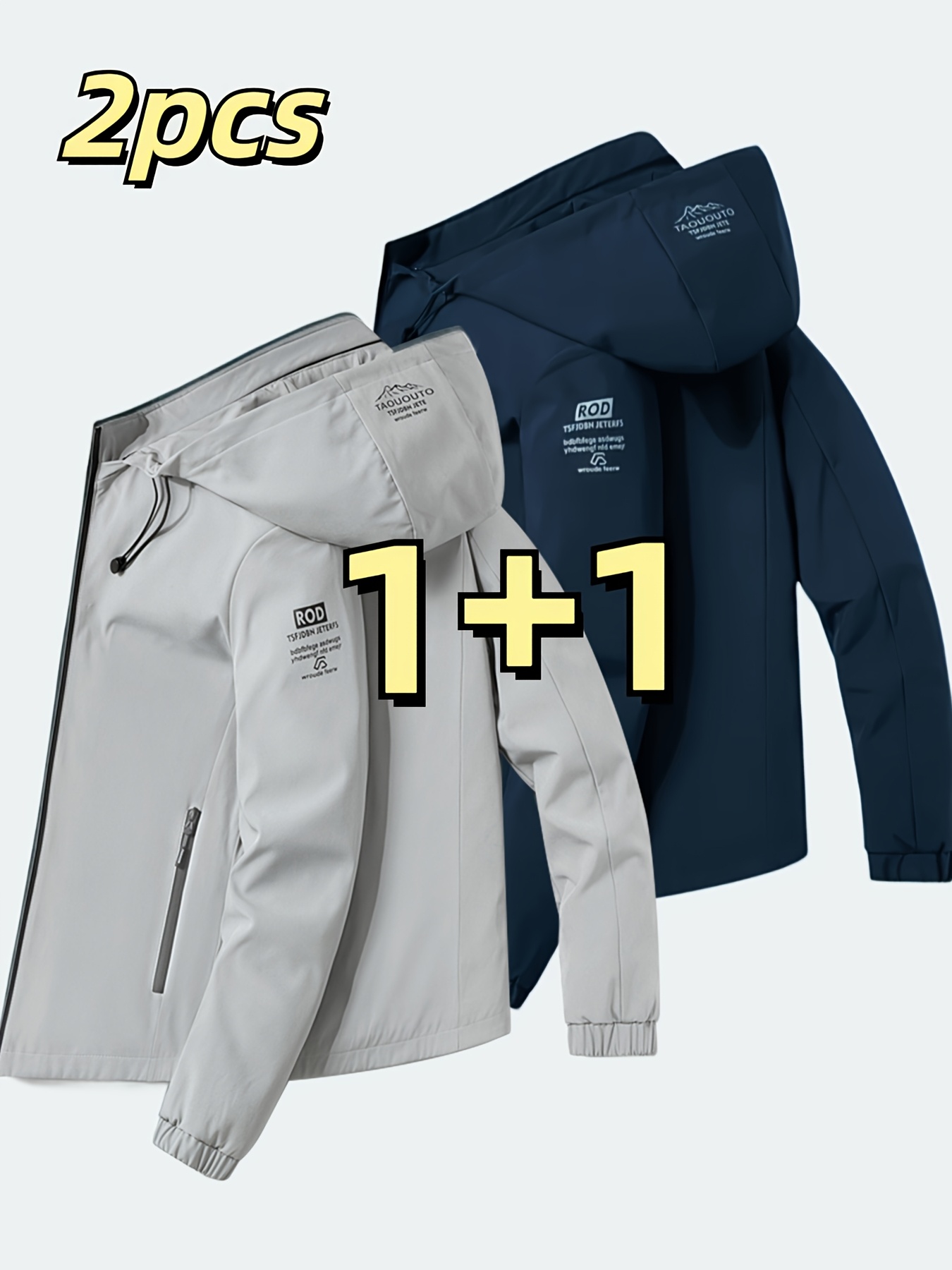 ツーピースのファッショナブルなメンズ防風フード付きジャケット - Men'S Fashion Zipper Jacket のレビューと価格