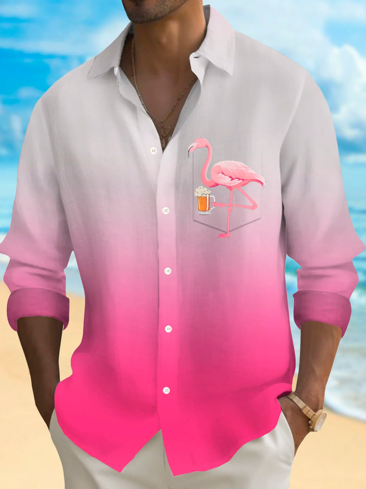 メンズボタンダウンカジュアルシャツ、長袖、プリント柄、春夏用 - Fashion Mens Shirt のレビューと価格