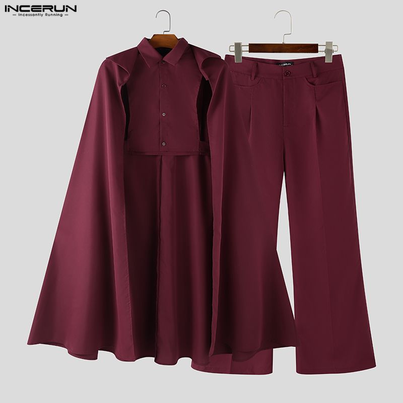 INCERUN 男性セットソリッドカラーラペルノースリーブ不 - Mens Fashion Casual 2026 のレビューと価格