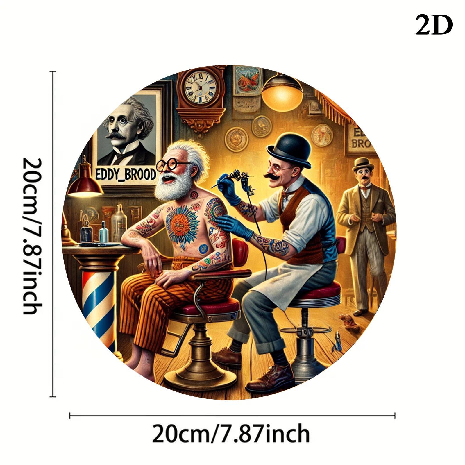 ヴィンテージタトゥーバーバーショップイラスト2D丸型メタルテ - Men'S Fashion Garage のレビューと価格