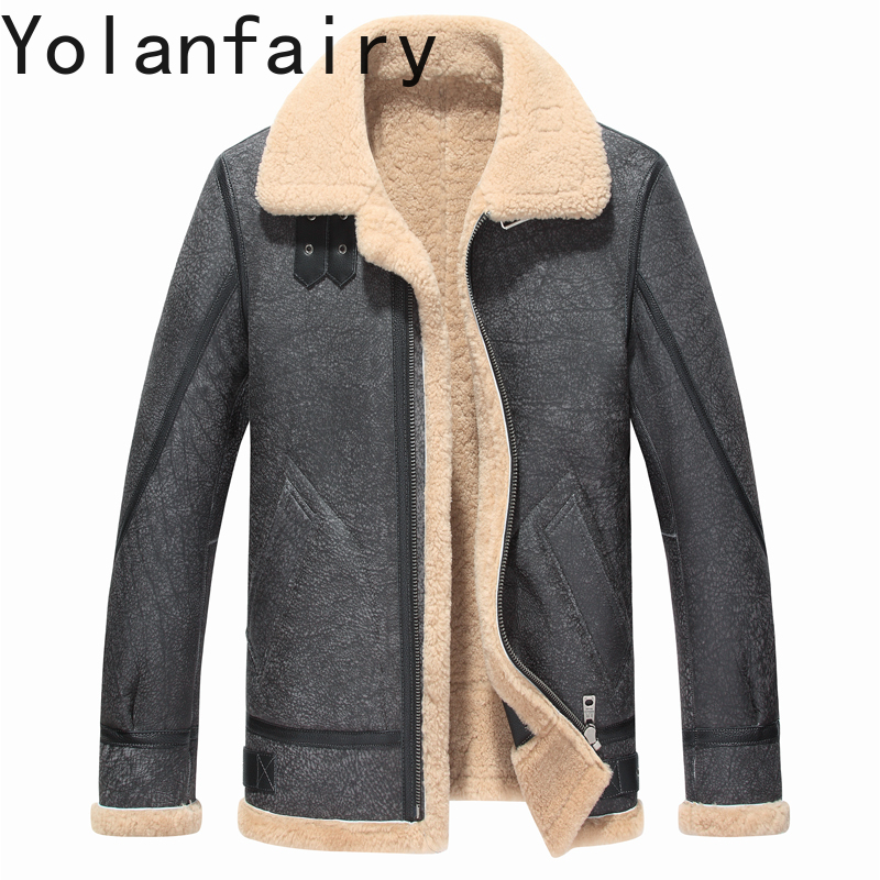 YOLANFAIRY 本革ジャケット男性用冬暖かい天然毛皮コ - Men'S Fashion Zipper Jacket のレビューと価格