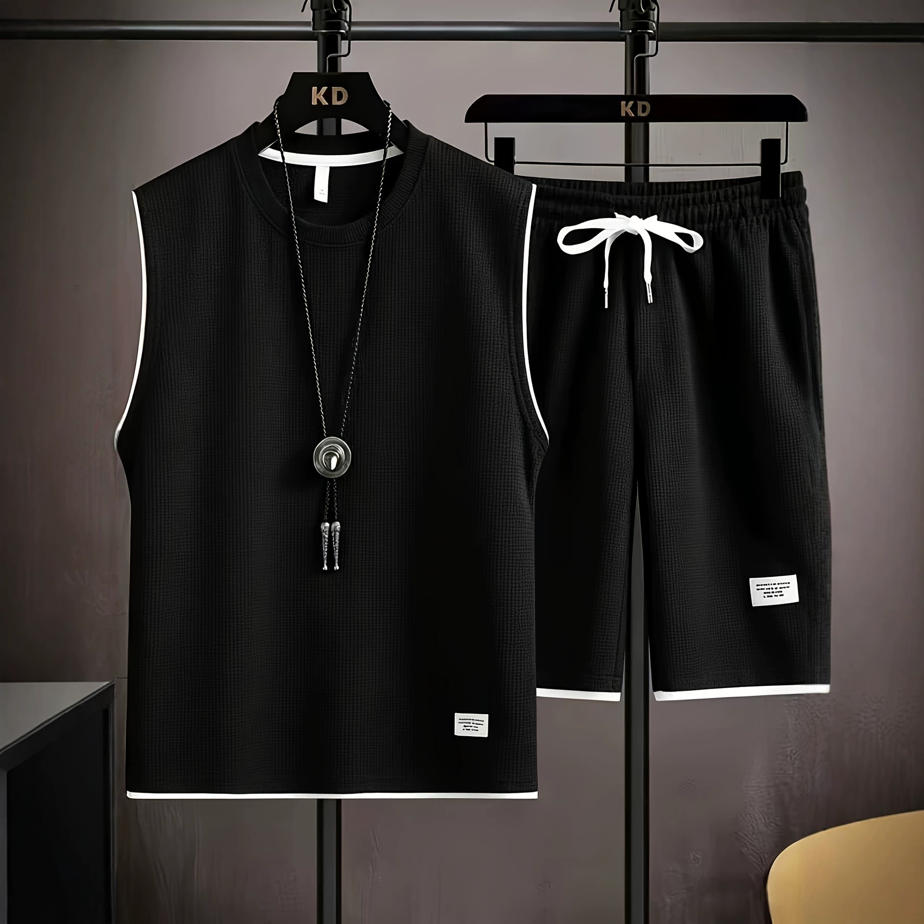 夏用メンズベストセット 高品質ジムジョギングスポーツウェアセ - Men'S Fashion のレビューと価格