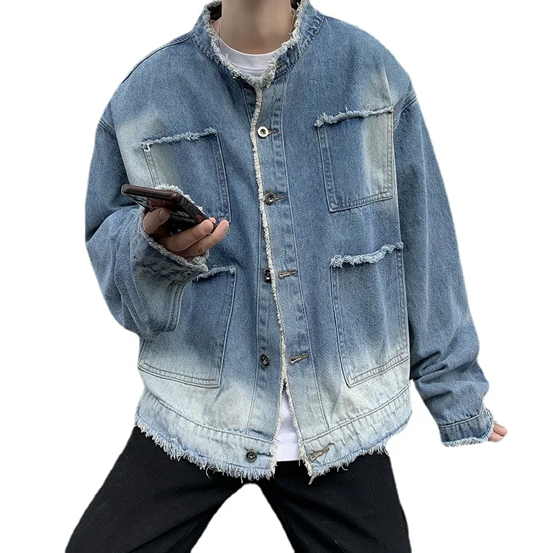 アメリカンレトロヒップホップローエッジデニムジャケットメンズ - Mens Fashion Denim Jacket のレビューと価格