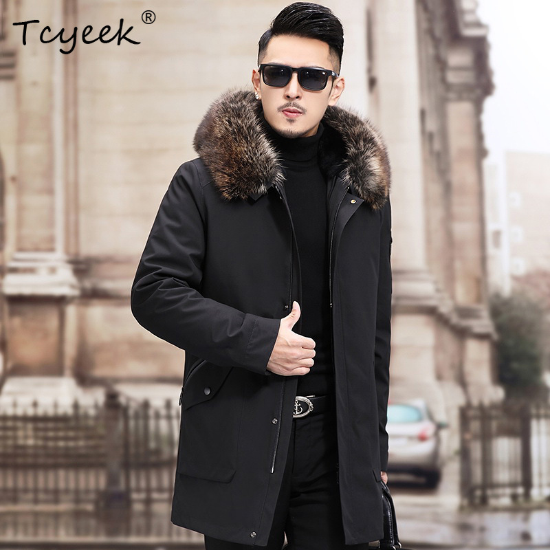 Tcyeek スライバーフォックスファー襟付き冬用ジャケット - Men'S Fashion Zipper Jacket のレビューと価格