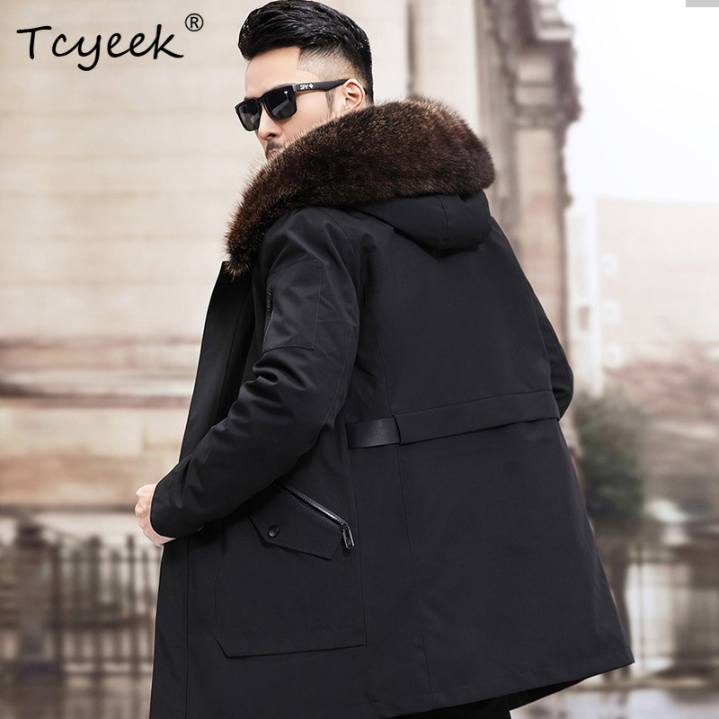 Tcyeek スライバーフォックスファー襟付き冬用ジャケット - Men'S Fashion Zipper Jacket のレビューと価格