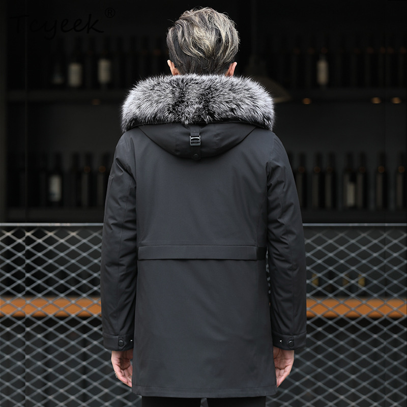 Tcyeek スライバーフォックスファー襟付き冬用ジャケット - Men'S Fashion Zipper Jacket のレビューと価格