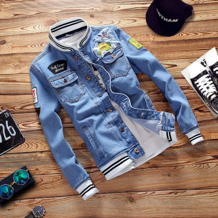 新しい 2026 メンズデニムジャケットファッション男性トレ - Mens Fashion Denim Jacket のレビューと価格