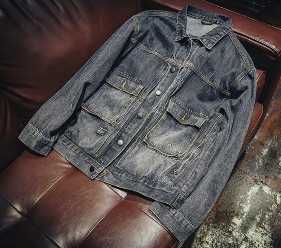 男性用の大きなポケット付きデニムジャケット,流行のレトロスタ - Mens Fashion Denim Jacket のレビューと価格