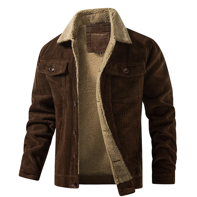 新作冬物メンズコーデュロイジャケット 裏起毛暖かいパーカー  - Corduroy Jacket Men のレビューと価格