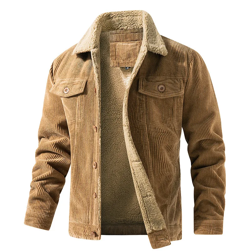 新作冬物メンズコーデュロイジャケット 裏起毛暖かいパーカー  - Corduroy Jacket Men のレビューと価格