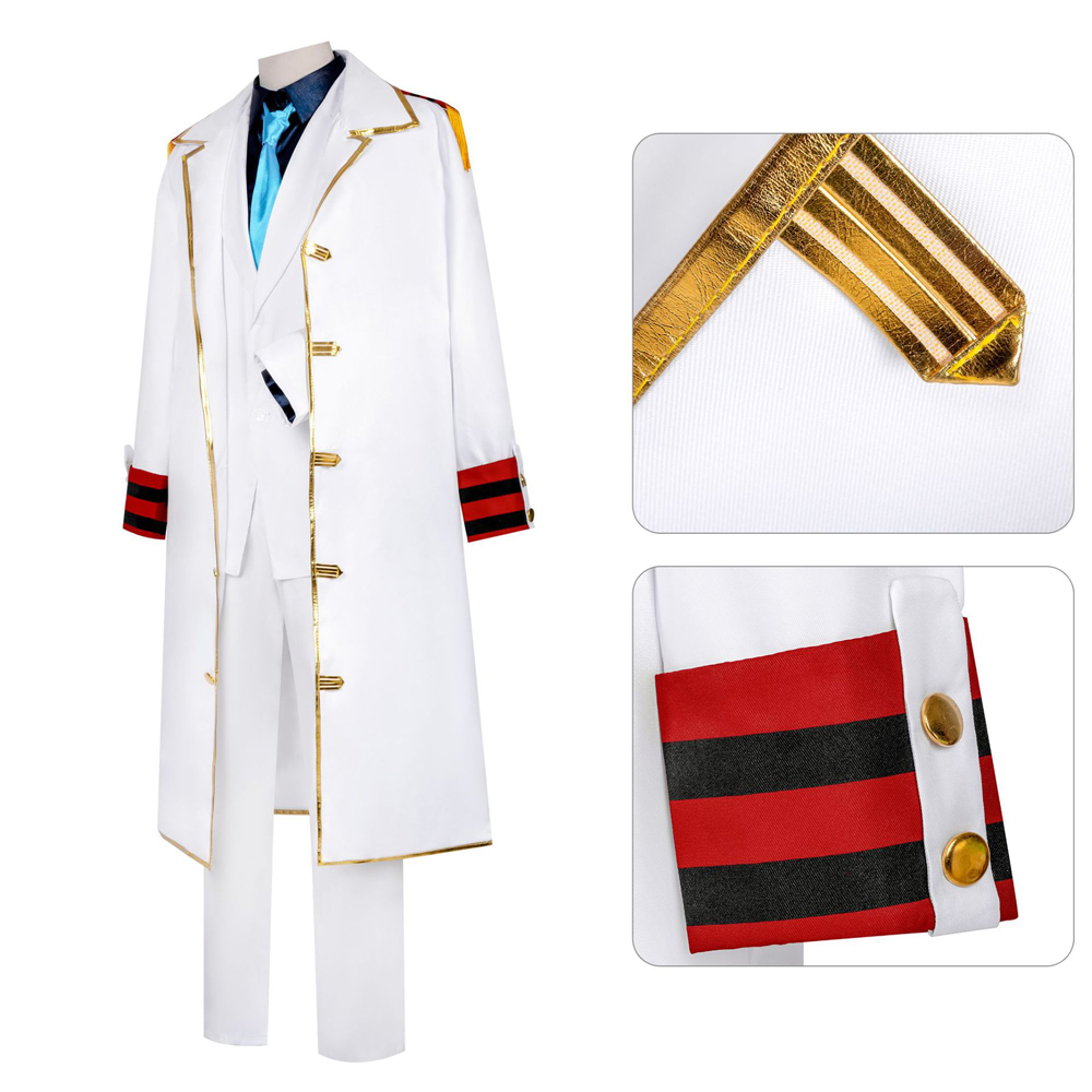アニメ副提督モンキー・D・ガープコスプレ衣装白い制服スーツロ - Trench Coat Men のレビューと価格
