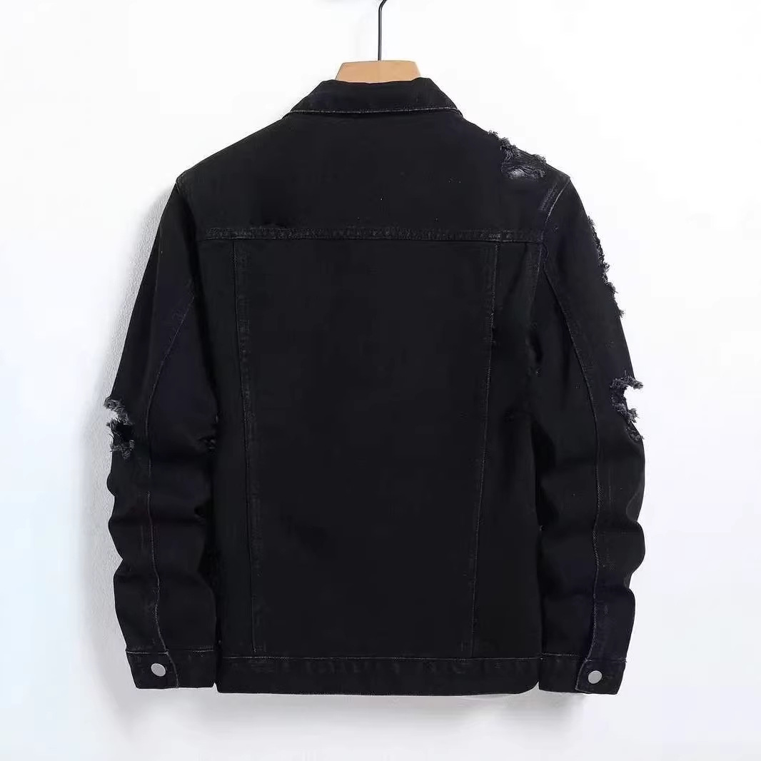 新作ファッション秋冬メンズブラック無地折り返し襟長袖シングル - Mens Fashion Denim Jacket のレビューと価格