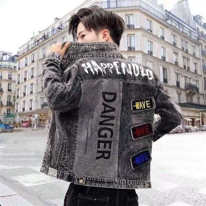 メンズヒップホップジーンズ,カジュアルスリムショーツ,ブラッ - Mens Fashion Denim Jacket のレビューと価格