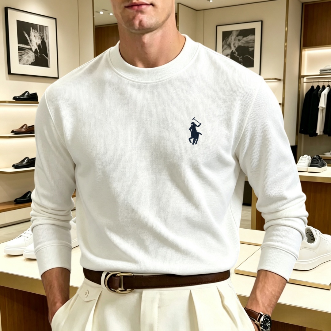 柔らかなコットン素材の高級ブランドメンズ長袖ラウンドネックT - Fashion Mens Shirt のレビューと価格