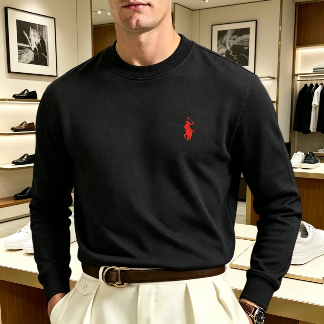柔らかなコットン素材の高級ブランドメンズ長袖ラウンドネックT - Fashion Mens Shirt のレビューと価格