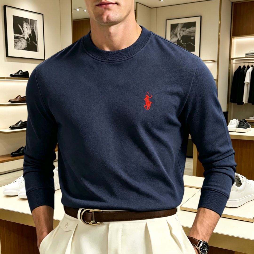 柔らかなコットン素材の高級ブランドメンズ長袖ラウンドネックT - Fashion Mens Shirt のレビューと価格