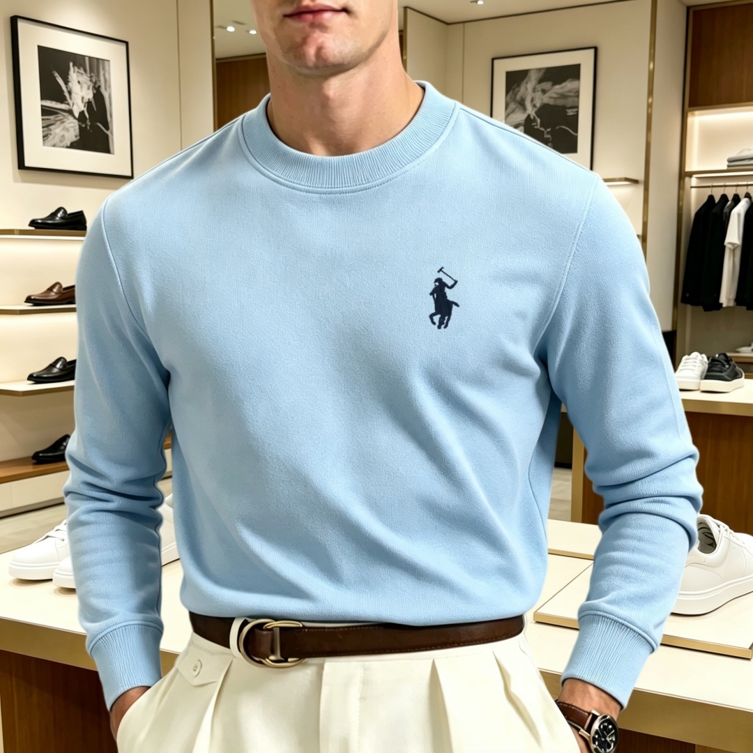 柔らかなコットン素材の高級ブランドメンズ長袖ラウンドネックT - Fashion Mens Shirt のレビューと価格