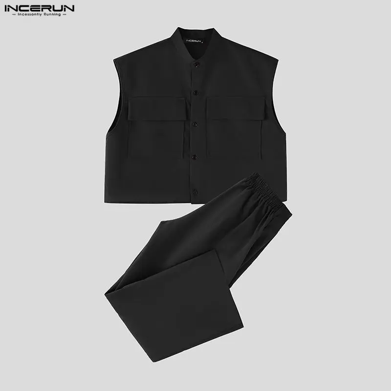 INCERUN 男性セット固体ノースリーブクロップトップスシ - Mens Fashion Casual 2026 のレビューと価格