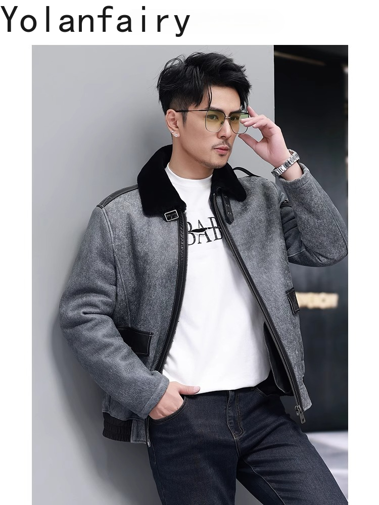 YOLANFAIRY ショート天然毛皮コート男のファッション - Men'S Fashion Zipper Jacket のレビューと価格
