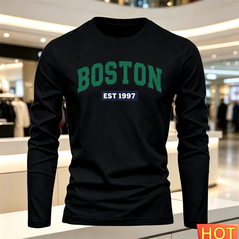 秋夏メンズ長袖 Tシャツレターパターンラウンドネック Tシャ - Men'S Fashion のレビューと価格