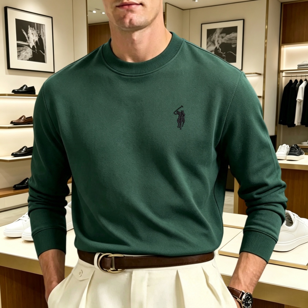 柔らかなコットン素材の高級ブランドメンズ長袖ラウンドネックT - Fashion Mens Shirt のレビューと価格